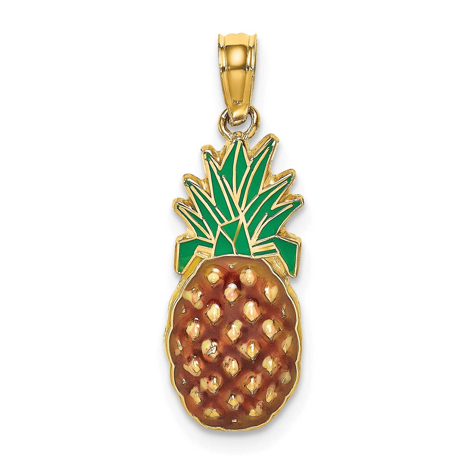 Enamel 2-D Pineapple Charm 14k Gold, MPN: K6907, UPC: 637218130542