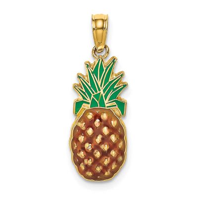 Enamel 2-D Pineapple Charm 14k Gold, MPN: K6907, UPC: 637218130542
