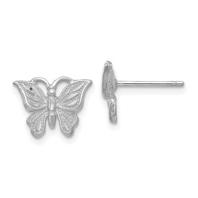 Diamond-Cut Butterfly Earrings 14k White Gold, MPN: TC746W, UPC: