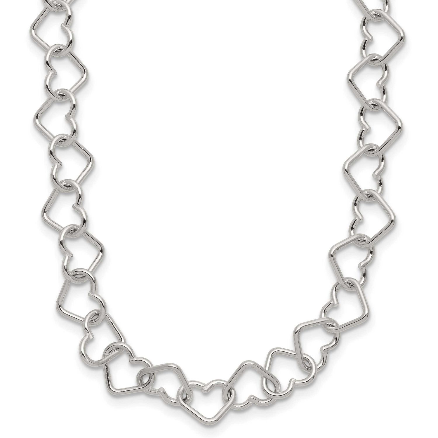 18Inch Polished Fancy Heart Link Necklace Sterling Silver, MPN: QH278-18, UPC:
