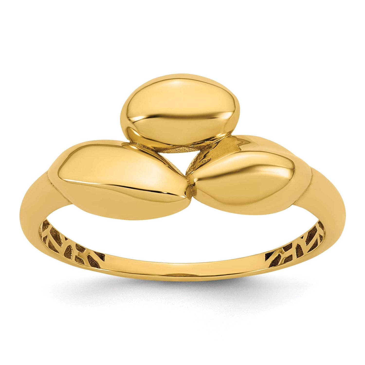 Trio Domed Ring 14k Gold Polished, MPN: R982, UPC: