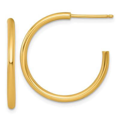 2.0 x 25mm Polished Post Hoop Earrings 14k Gold, MPN: TF2504, UPC: