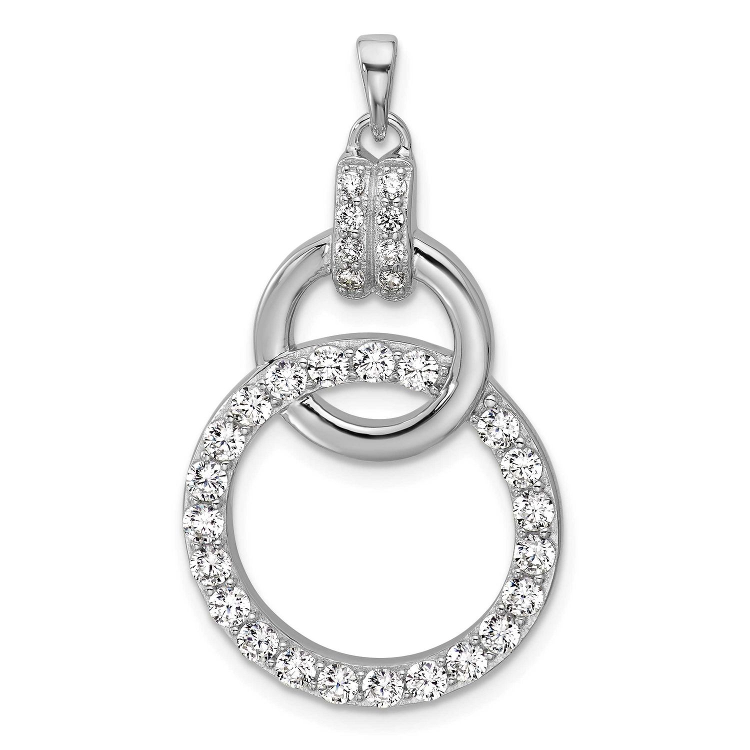 CZ Circle Pendant Sterling Silver Rhodium-Plated, MPN: QG7135P, UPC: