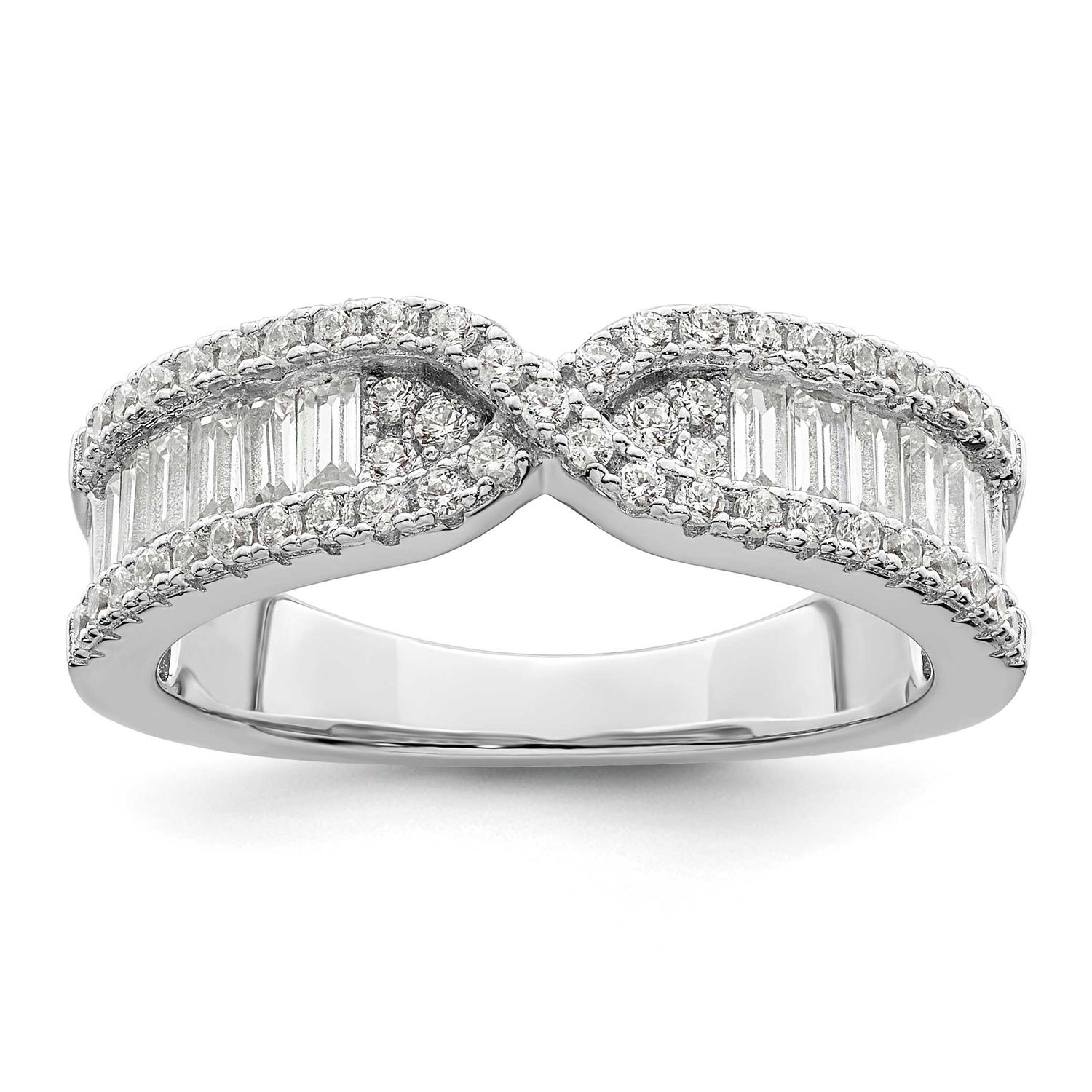 Plated CZ Band Sterling Silver Rhodium-Plated, MPN: QR7258, UPC: