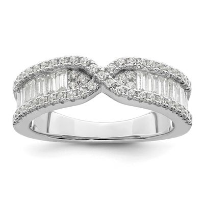 Plated CZ Band Sterling Silver Rhodium-Plated, MPN: QR7258, UPC: