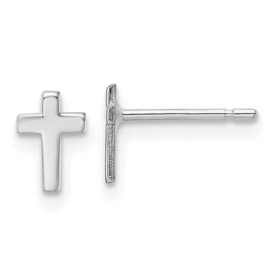 Polished Cross Post Earrings 10k White Gold, MPN: 10XR589W, UPC: