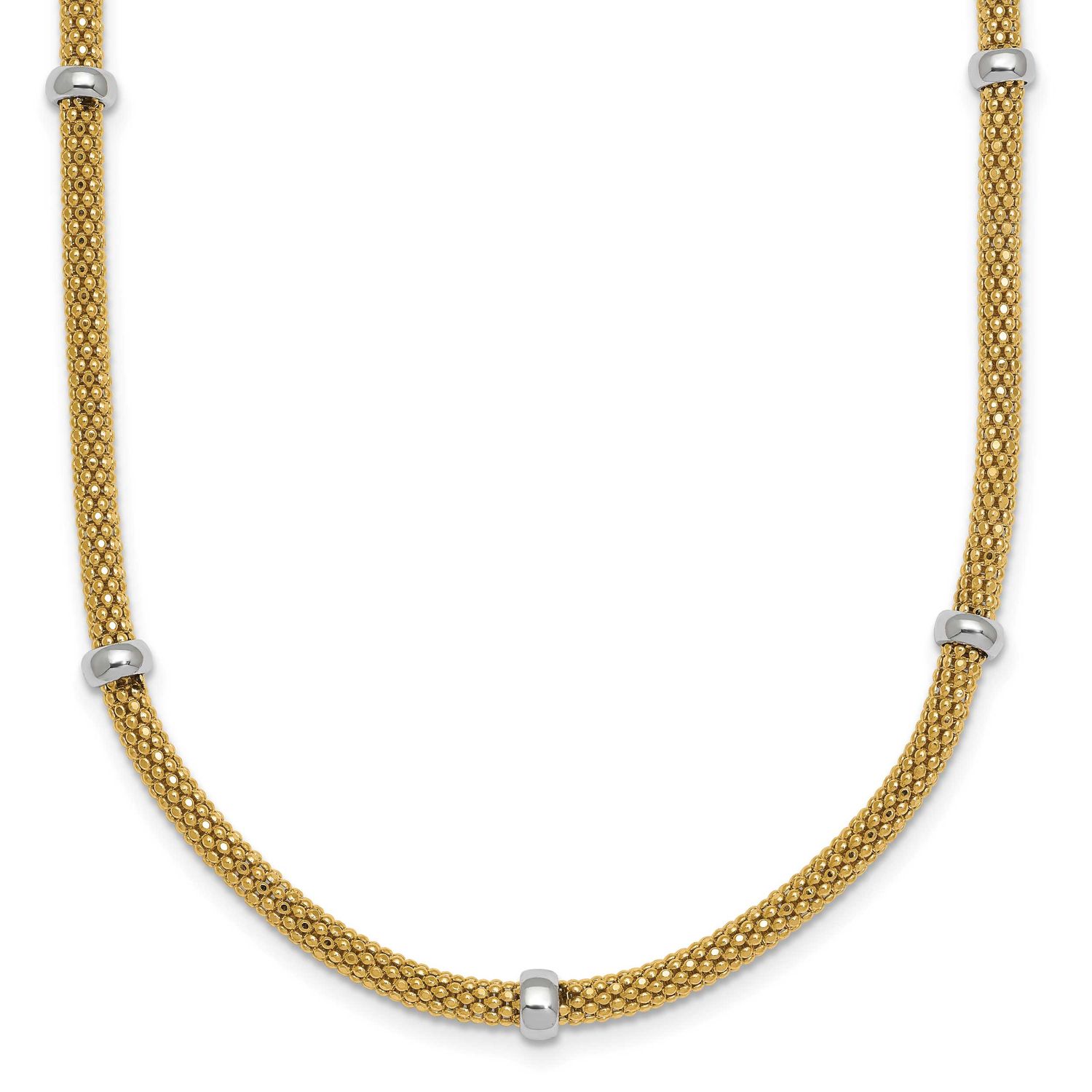 Fancy Mesh with Bead Necklace 14K Two Tone Gold Polished, MPN: SF3205-18, UPC: