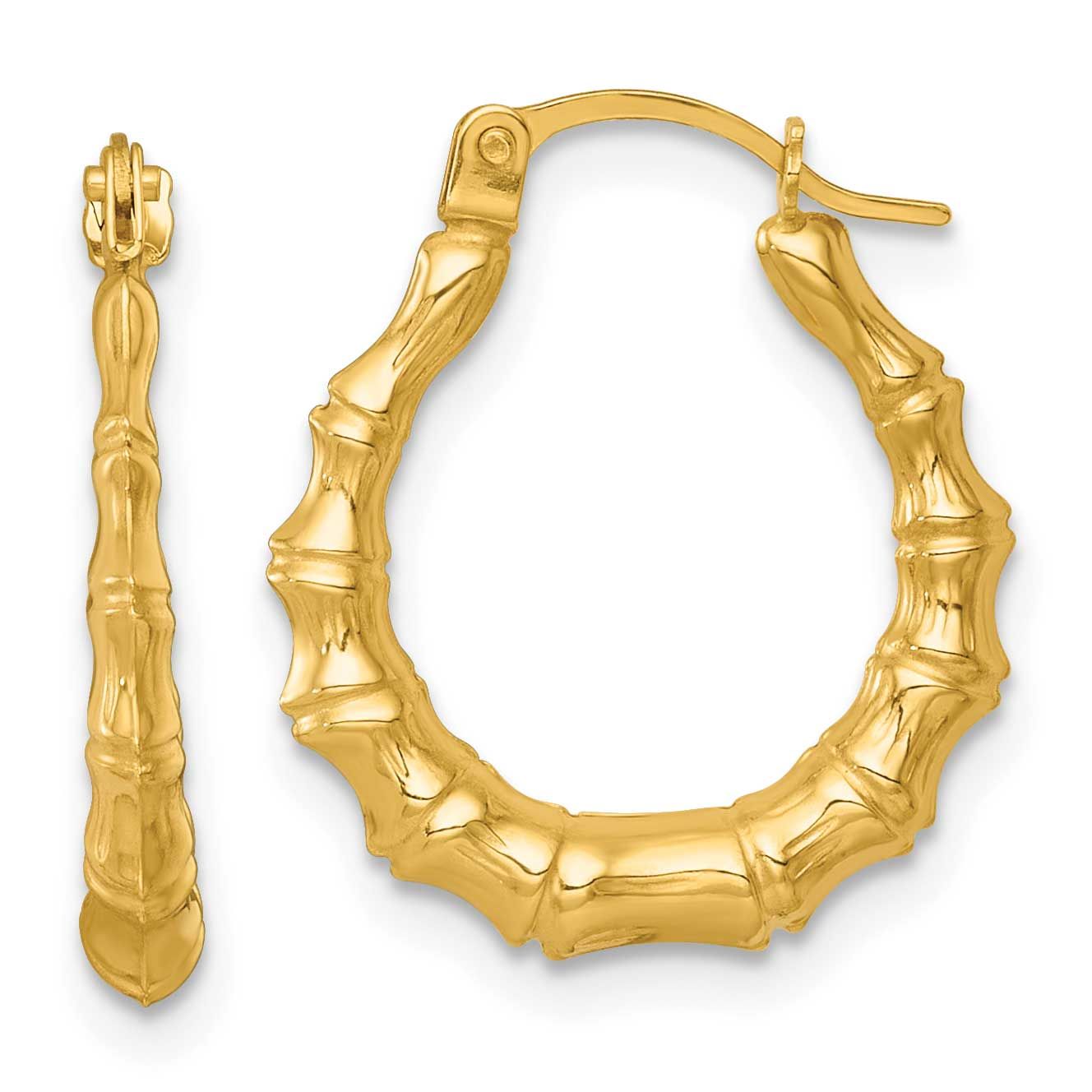 Bamboo Hoop Earrings 14k Gold Polished, MPN: TF2453, UPC: