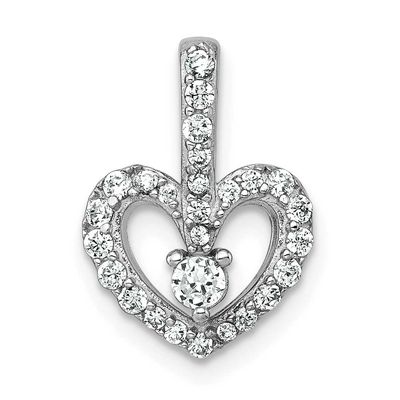 Polished CZ Heart Pendant Sterling Silver Rhodium-Plated, MPN: QG7206P, UPC: