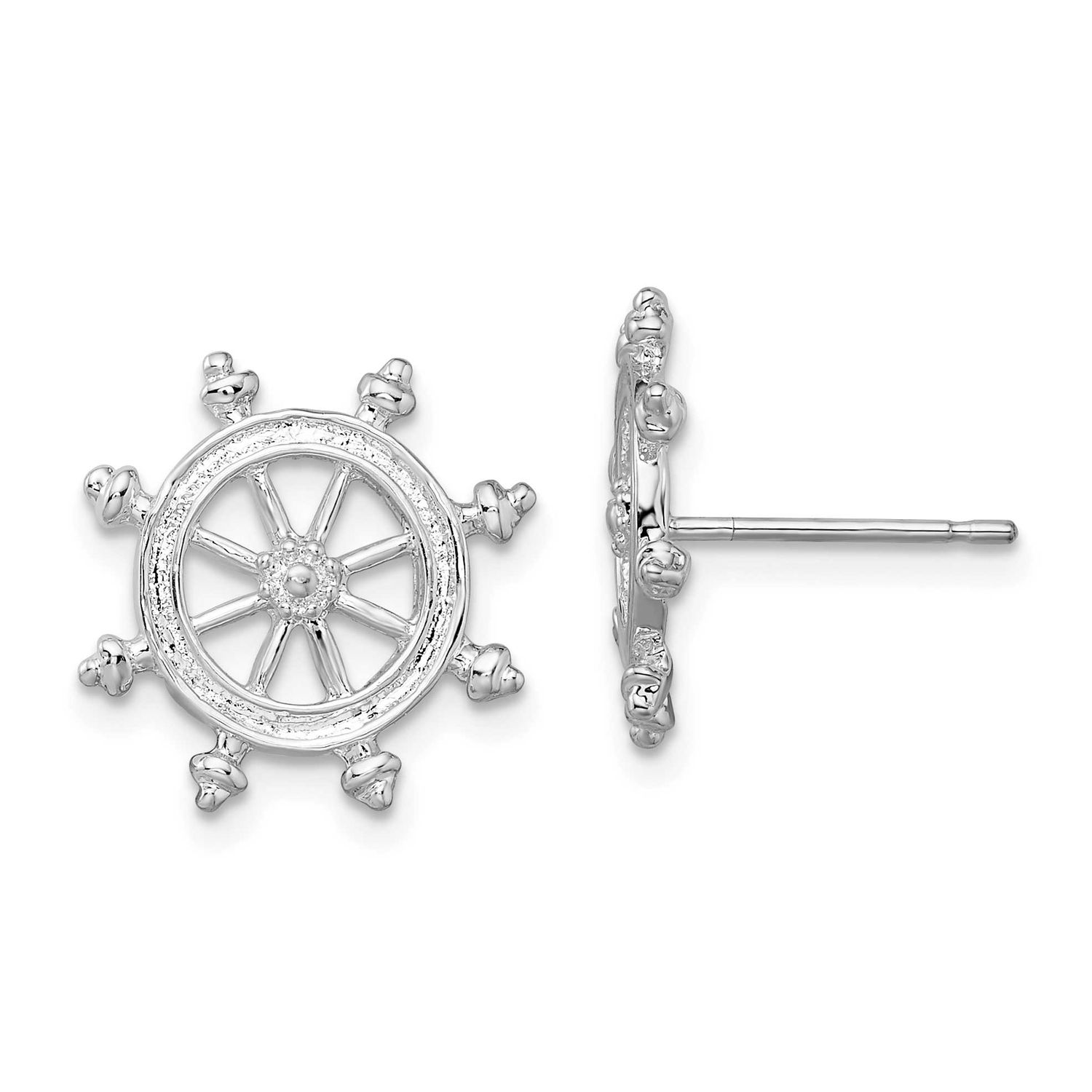 De-Ani Polished Ships Wheel Post Earrings Sterling Silver Rhodium-Plated, MPN: QE15511, UPC: 637218…
