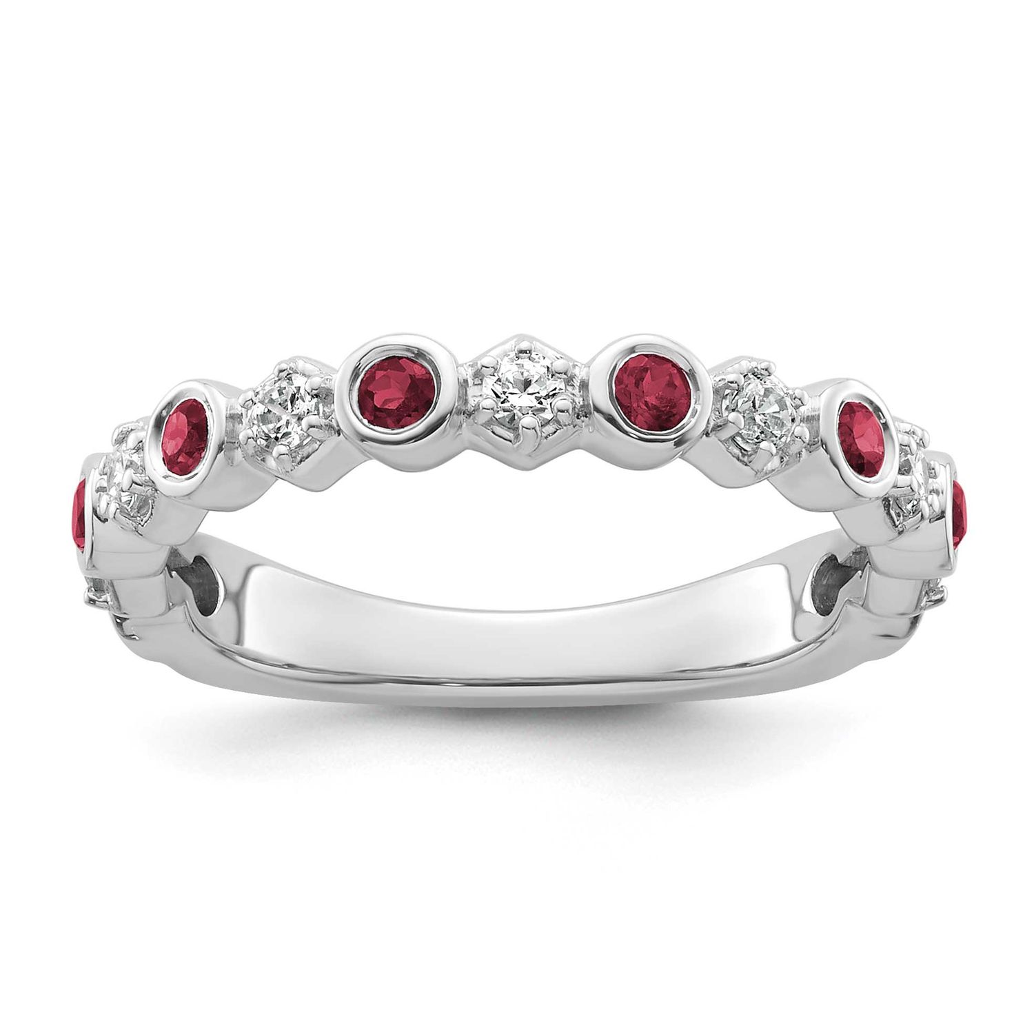 Polished Diamond and Ruby Fashion Ring 14k White Gold, MPN: RM10784-RU-027-WAA, UPC: