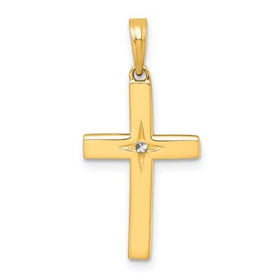 Diamond-cut Cross Pendant 14k Gold with Rhodium, MPN: K10067, UPC:
