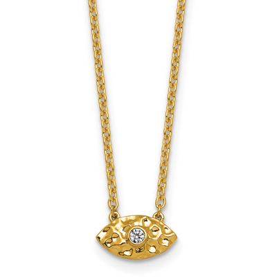 Hammered Diamond Evil Eye Necklace 14k Gold Polished, MPN: PM10780-005-YAA, UPC:
