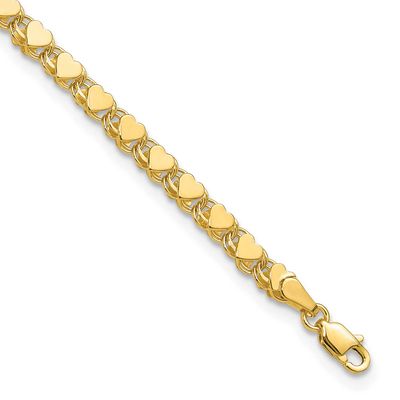 Double-Sided Heart 10 Inch Anklet 10k Gold Polished, MPN: 10ANK98-10, UPC:
