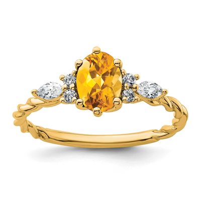Diamond and Citrine Twisted Ring 14k Gold Polished, MPN: RM9791-CI-017-YAA, UPC: