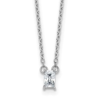 CZ 16 Inch with 1.75 Inch Extension Necklace Sterling Silver Rhodium-Plated Polished, MPN: QG7076-1…