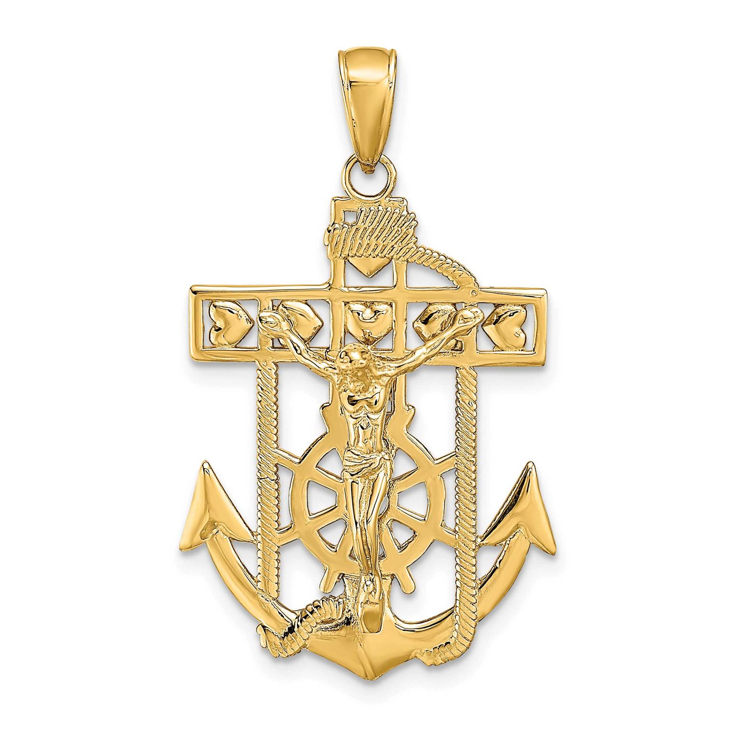 Textured Mariners Crucifix Pendant 10k Gold Polished, MPN: 10K5580, UPC: 196904344088