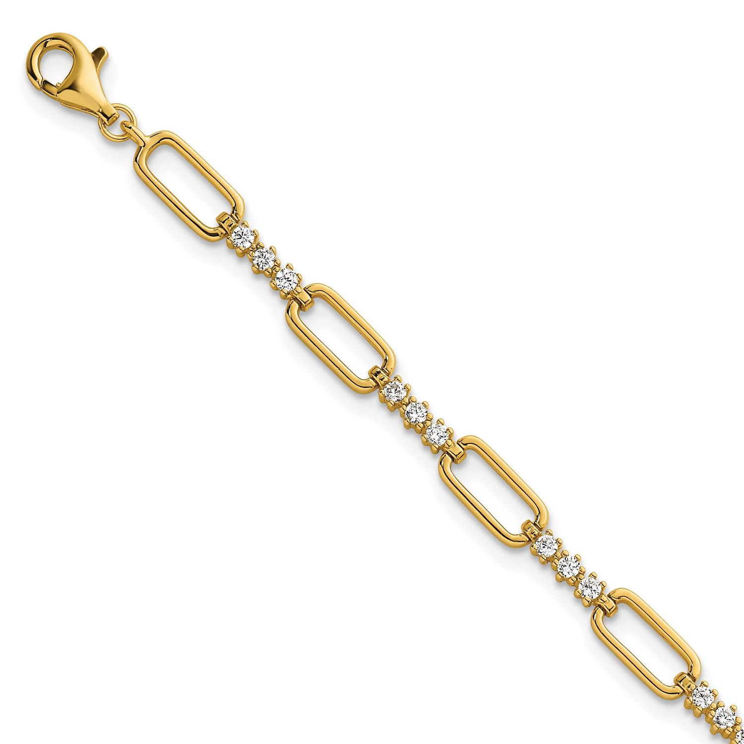CZ Link 7 Inch with 1 Inch Extension Bracelet Sterling Silver Gold-Tone Polished, MPN: QG6850GP-7, …