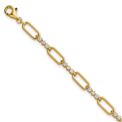 CZ Link 7 Inch with 1 Inch Extension Bracelet Sterling Silver Gold-Tone Polished, MPN: QG6850GP-7, …