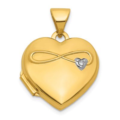 Diamond Polished Infinity 15mm Heart Locket 14k Gold, MPN: XL877, UPC:
