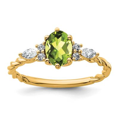 Diamond and Peridot Twisted Ring 14k Gold Polished, MPN: RM9791-PE-017-YAA, UPC: