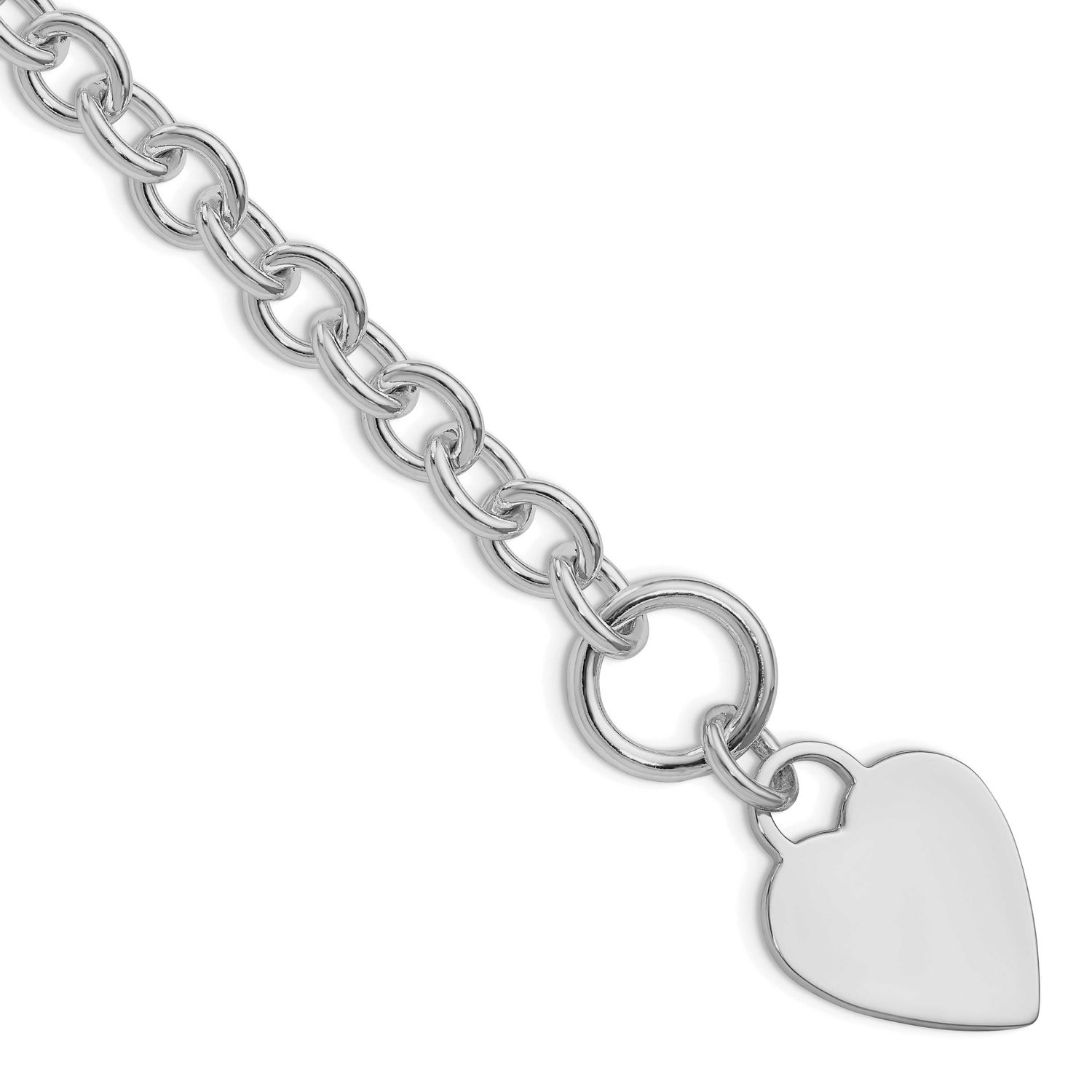 Engraveable Heart Disc On Toggle Bracelet Sterling Silver Rhodium-Plated, MPN: QG1161R-7.75, UPC:
