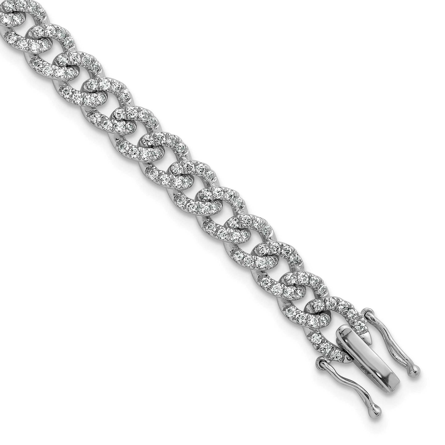 Polished Diamond Fancy Curb Bracelet 14k White Gold, MPN: BM10331-275-WAA, UPC: