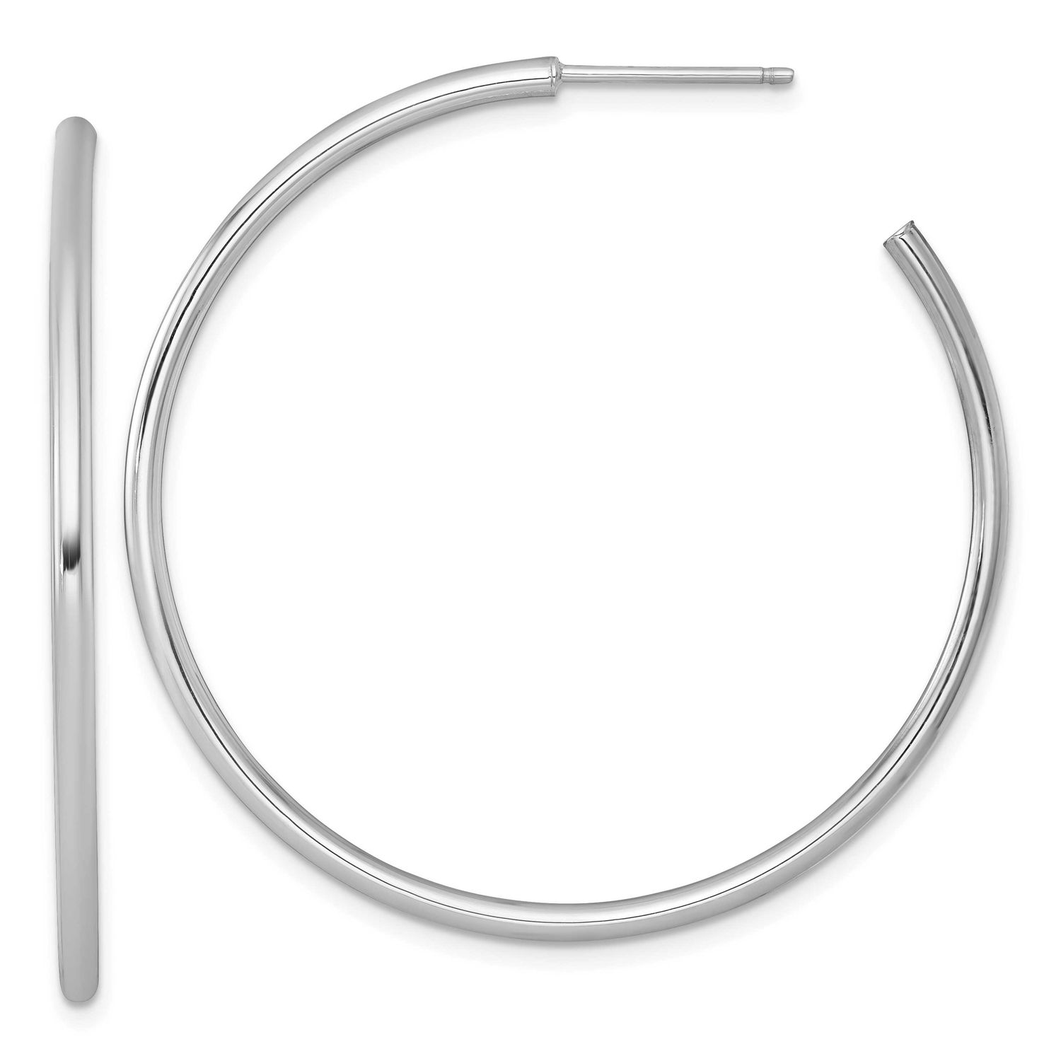 2.0 x 45mm Polished Post Hoop Earrings 14k White Gold, MPN: TF2508W, UPC: