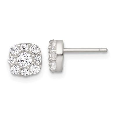 CZ Cluster Post Earrings Sterling Silver Polished, MPN: QE18044, UPC: