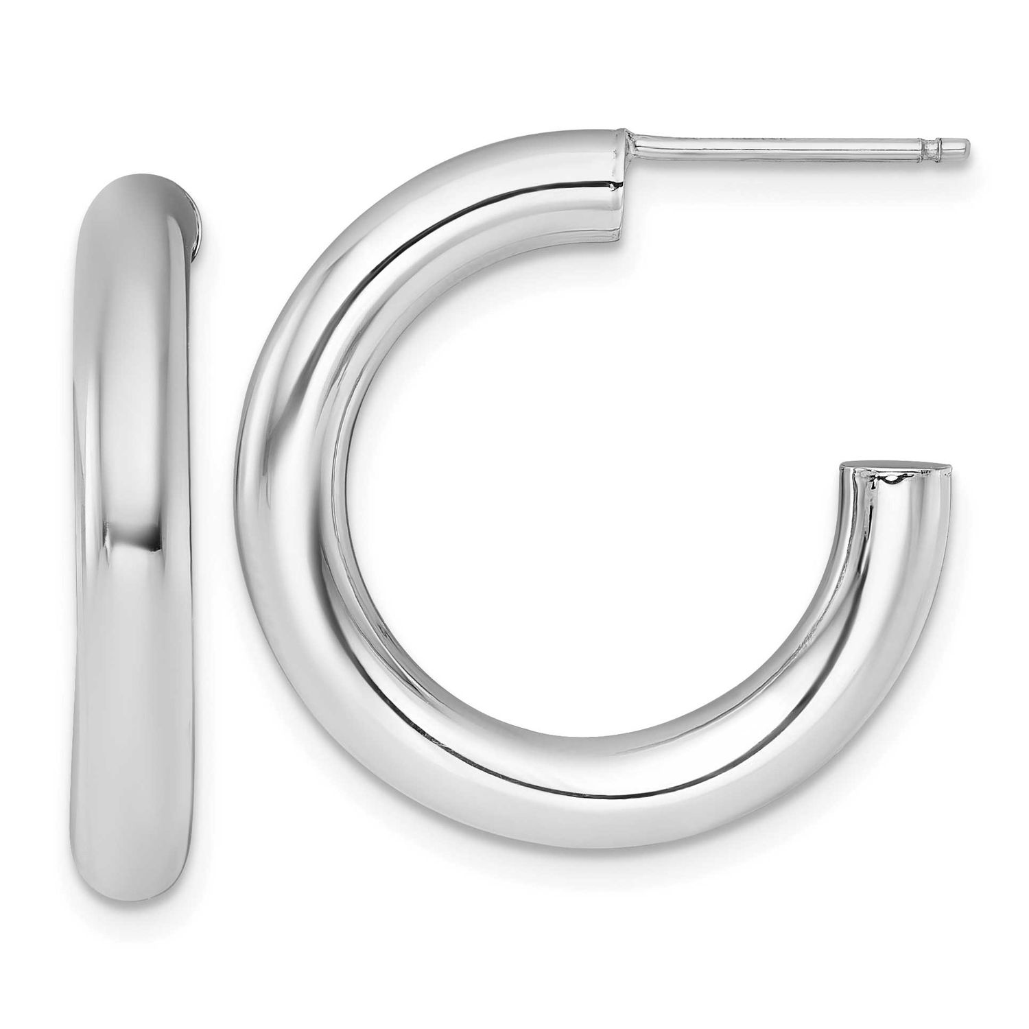 4.0 x 25mm Polished Post Hoop Earrings 14k White Gold, MPN: TF2536W, UPC: