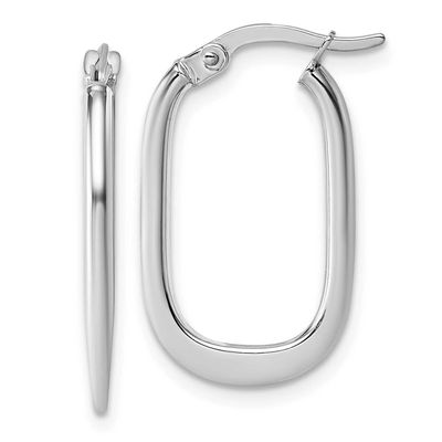 Polished Oval Hoop Earrings 14k White Gold, MPN: TF2461W, UPC: