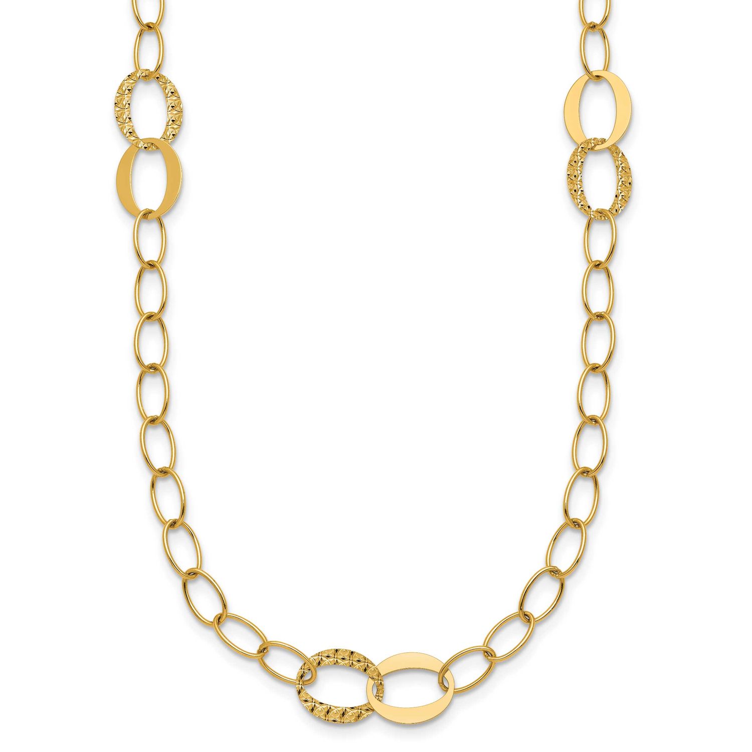 Diamond-Cut Fancy Open Link 16.75 Inch Necklace 14k Gold Polished, MPN: SF3280-16.75, UPC: