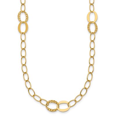 Diamond-Cut Fancy Open Link 16.75 Inch Necklace 14k Gold Polished, MPN: SF3280-16.75, UPC:
