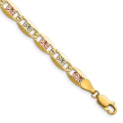 6.1mm Tri-Color Gold Pavc Valentino Chain 22 Inch 14k Gold, MPN: PVL120-22, UPC: