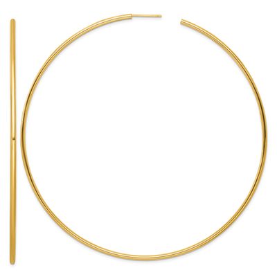 2.0 x 100mm Polished Post Hoop Earrings 14k Gold, MPN: TF2517, UPC: