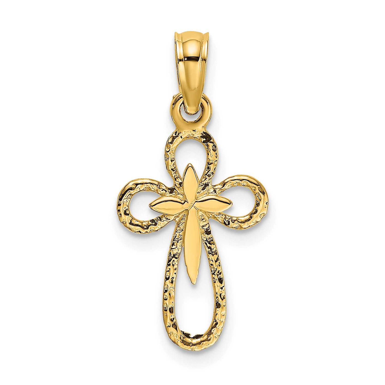 Cut-Out Cross with Small Interior Cross Charm 10k Gold, MPN: 10K8338, UPC: