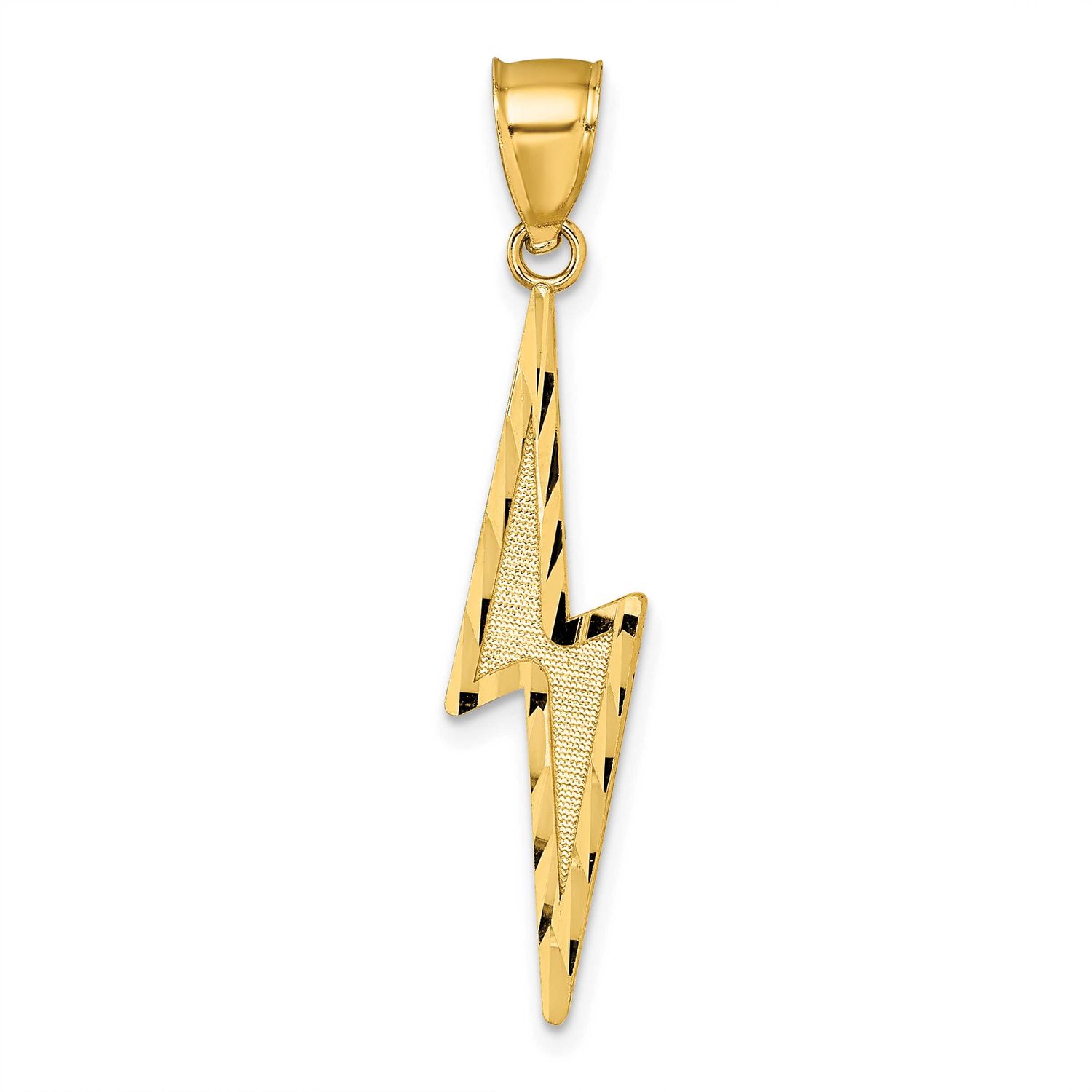 Diamond-Cut Textured Lighting Bolt Pendant 14k Gold Polished, MPN: K10035, UPC: