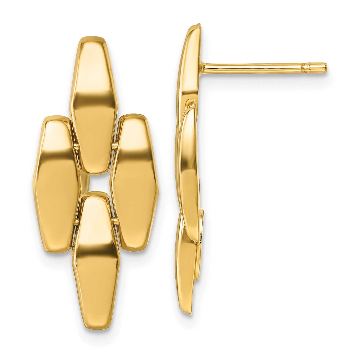 Fancy Link Dangle Post Earrings 14k Gold Polished, MPN: SF3211E, UPC: