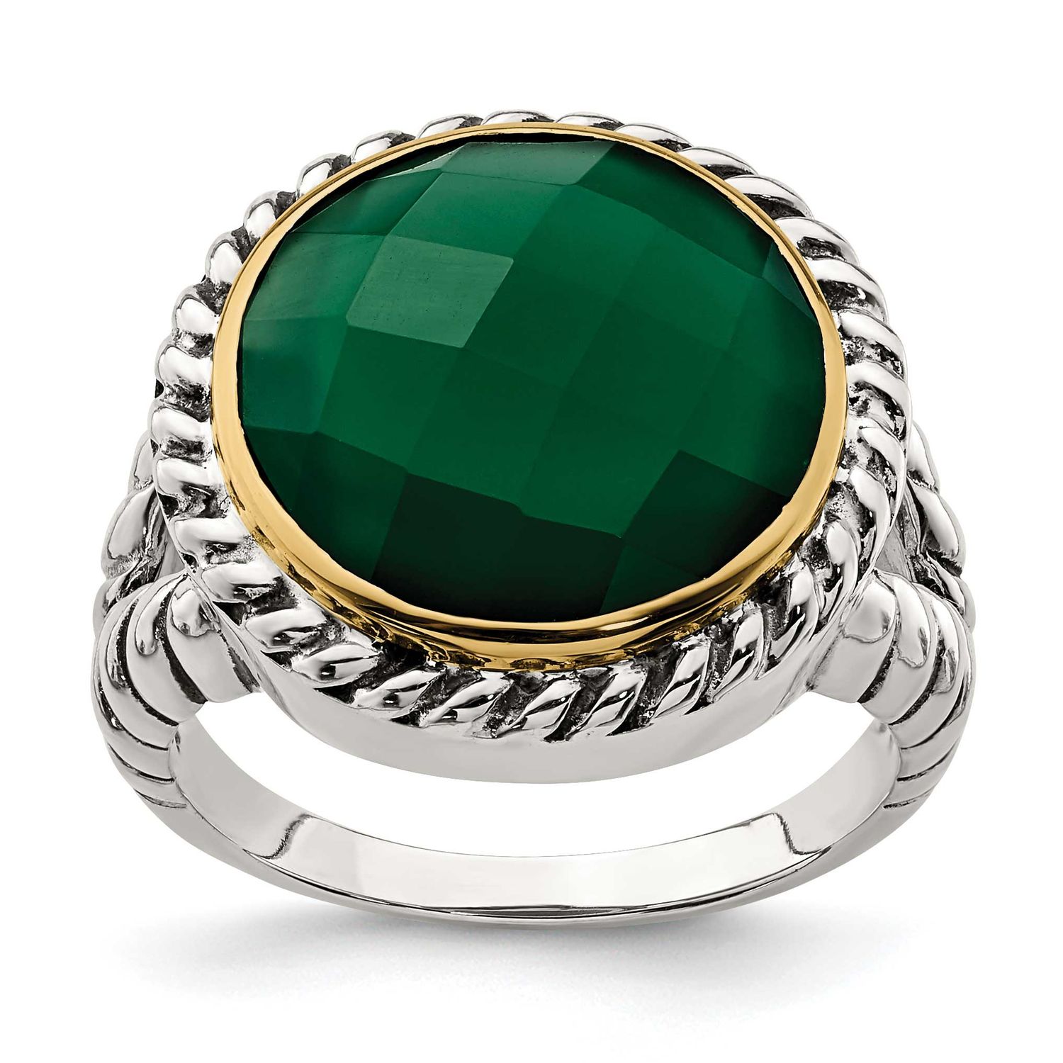 14k Round Green Onyx Ring Sterling Silver, MPN: QR6868, UPC: 883957734651