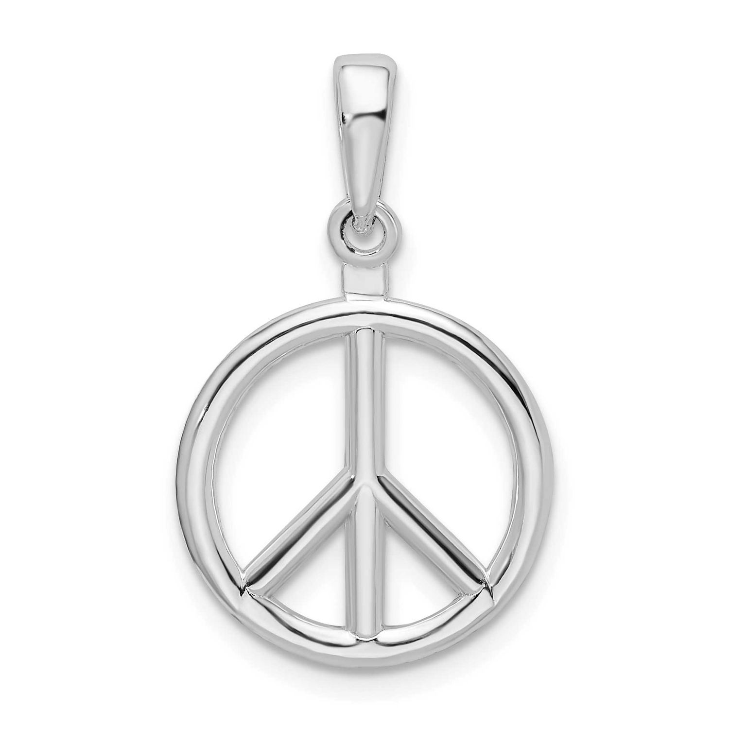 De-Ani Polished Peace Symbol Pendant Sterling Silver Rhodium-Plated, MPN: QC9886, UPC: 637218146758