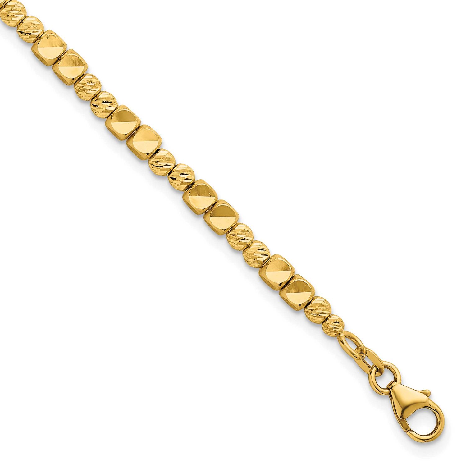 Diamond-Cut and Beaded 7 Inch Bracelet 14k Gold Polished, MPN: DB769, UPC: