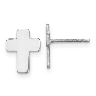 Polished Cross Post Earrings 14k White Gold, MPN: TE978W, UPC: