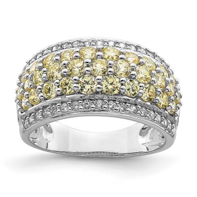 Yellow &amp; White CZ Fancy Ring Sterling Silver Rhodium-Plated, MPN: QR7116, UPC: