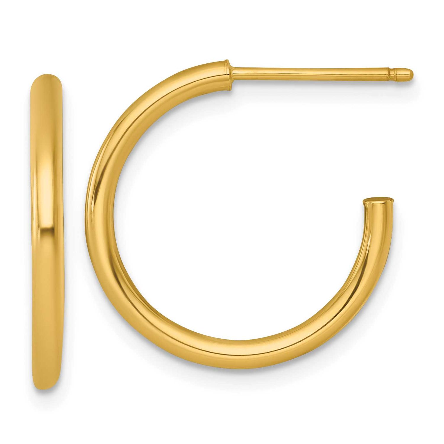 2.0 x 20mm Polished Post Hoop Earrings 14k Gold, MPN: TF2503, UPC: