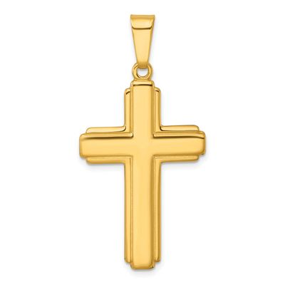 Grooved Cross Pendant Sterling Silver Gold-Tone Polished, MPN: QC11114GP, UPC: