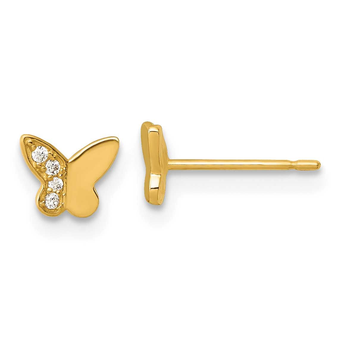 Madi K Polished CZ Butterfly Post Earrings 14k Gold, MPN: GK1217, UPC: