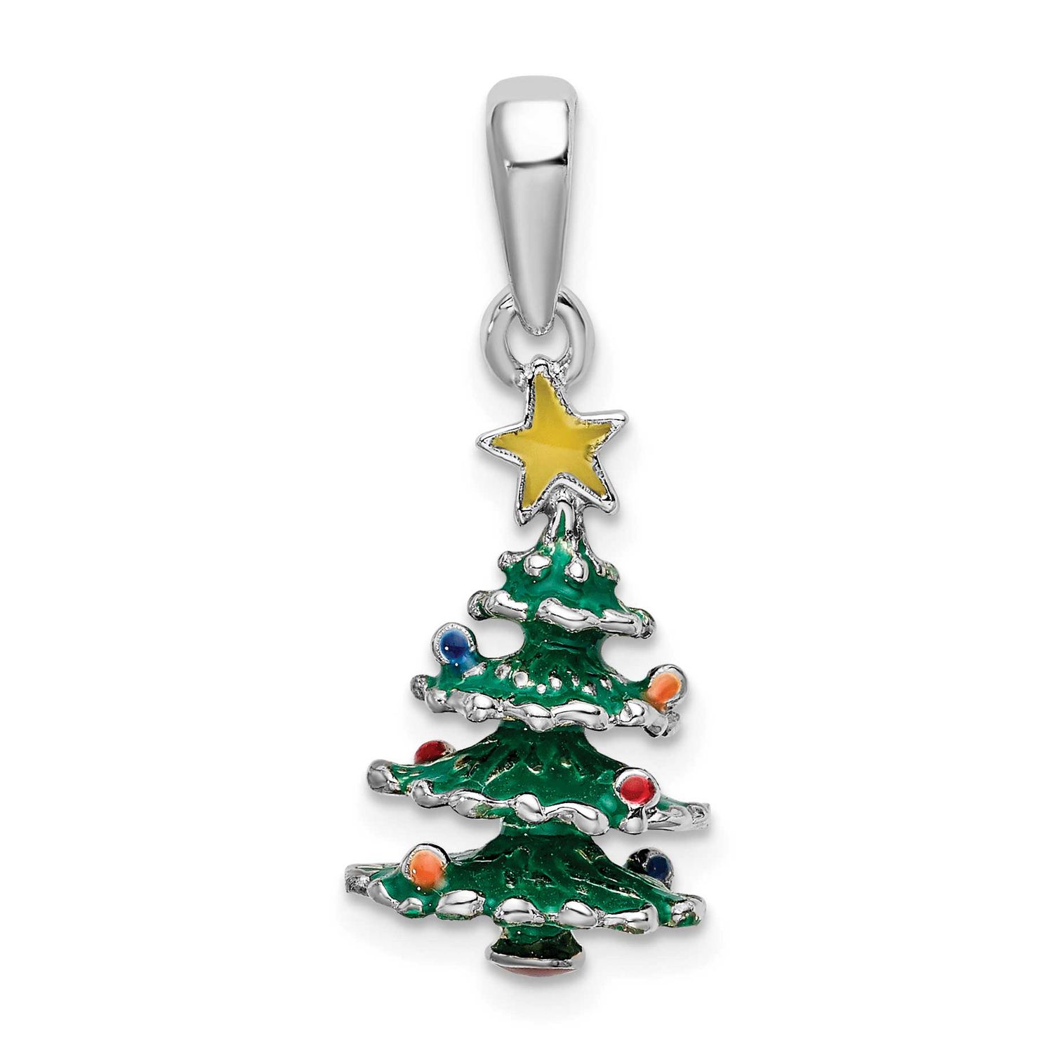 De-Ani 3D Enameled Christmas Tree Pendant Sterling Silver Rhodium-Plated, MPN: QC10712, UPC: 637218…