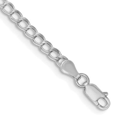 3.5mm Solid Double Link Charm Child&#39;s Bracelet Sterling Silver Rhodium-Plated, MPN: QCH050R-5, UPC: