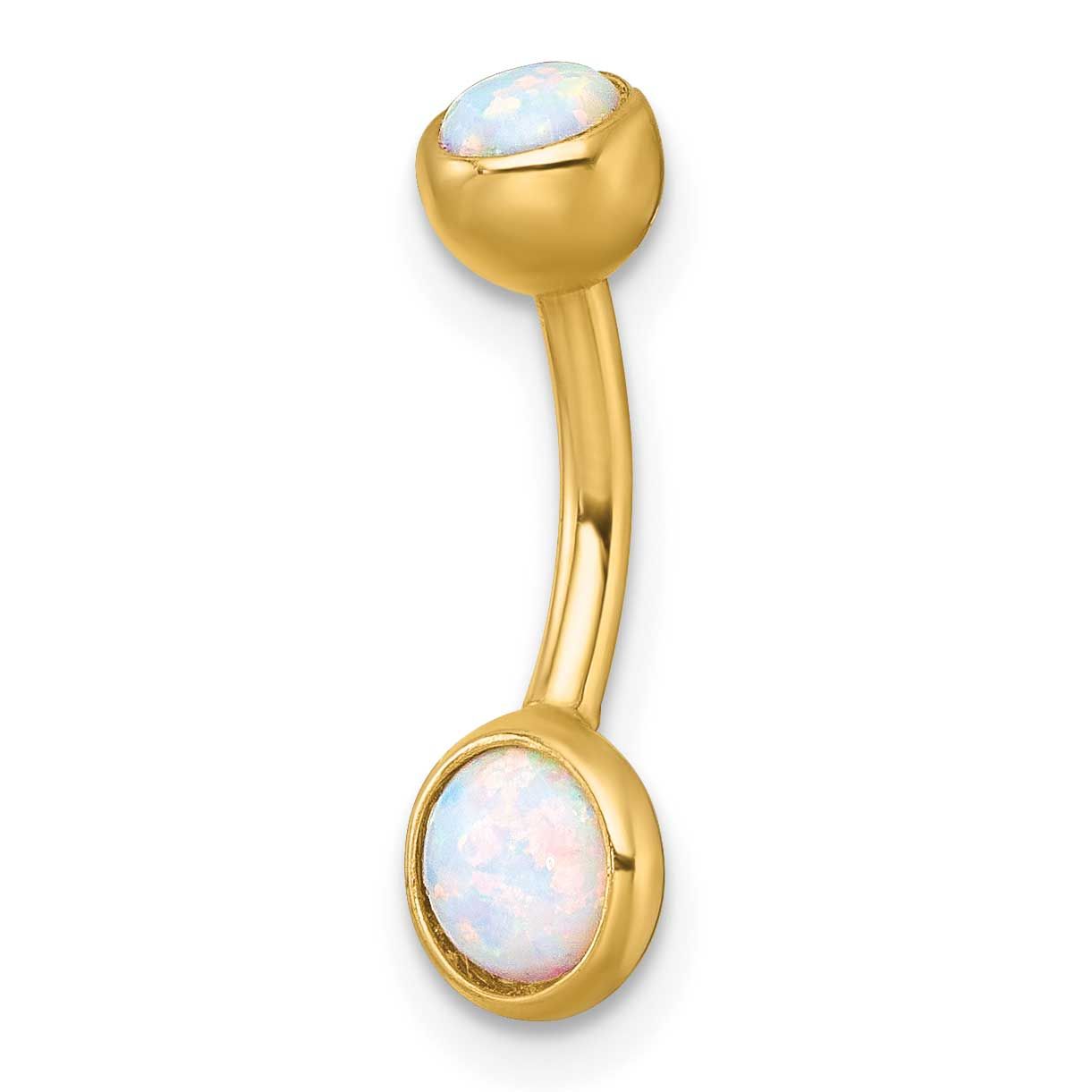 14 Gauge Lab Created Opal Navel Ring 10k Gold Polished, MPN: 10BD212, UPC:
