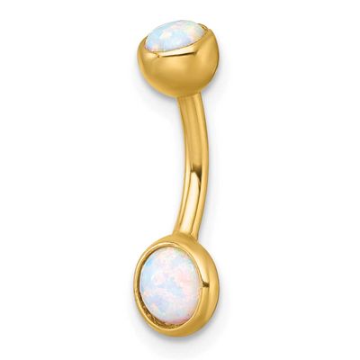 14 Gauge Lab Created Opal Navel Ring 10k Gold Polished, MPN: 10BD212, UPC: